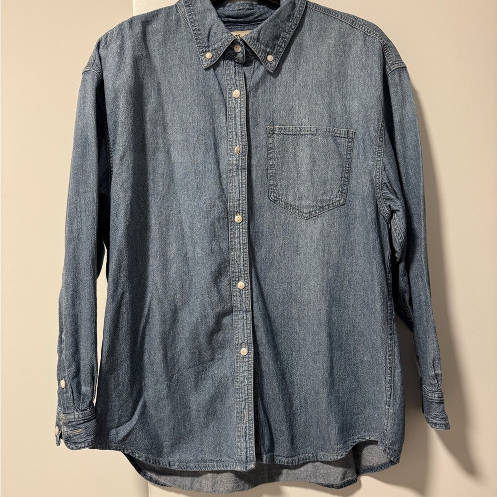 Madewell Women’s Denim Button-down Oversized/Boyfriend Shirt, Size Large
